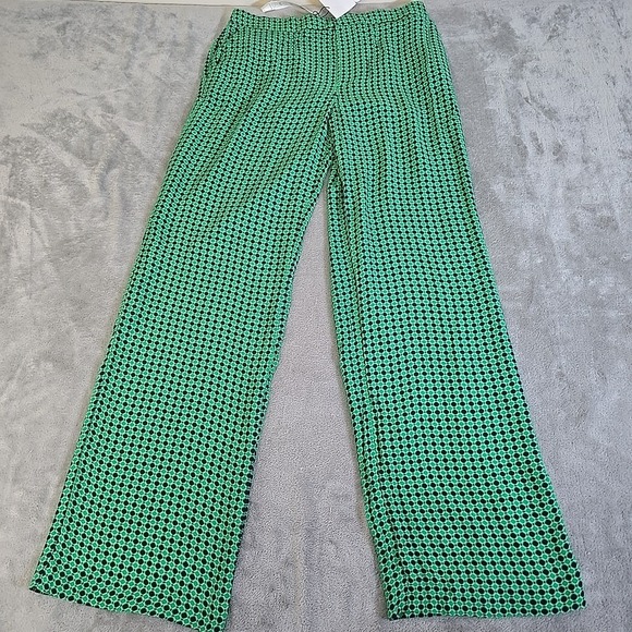 Zara Pants - Zara Pants Womens Large Green Blue Flowy Geometric Print Trouser Casual Classic